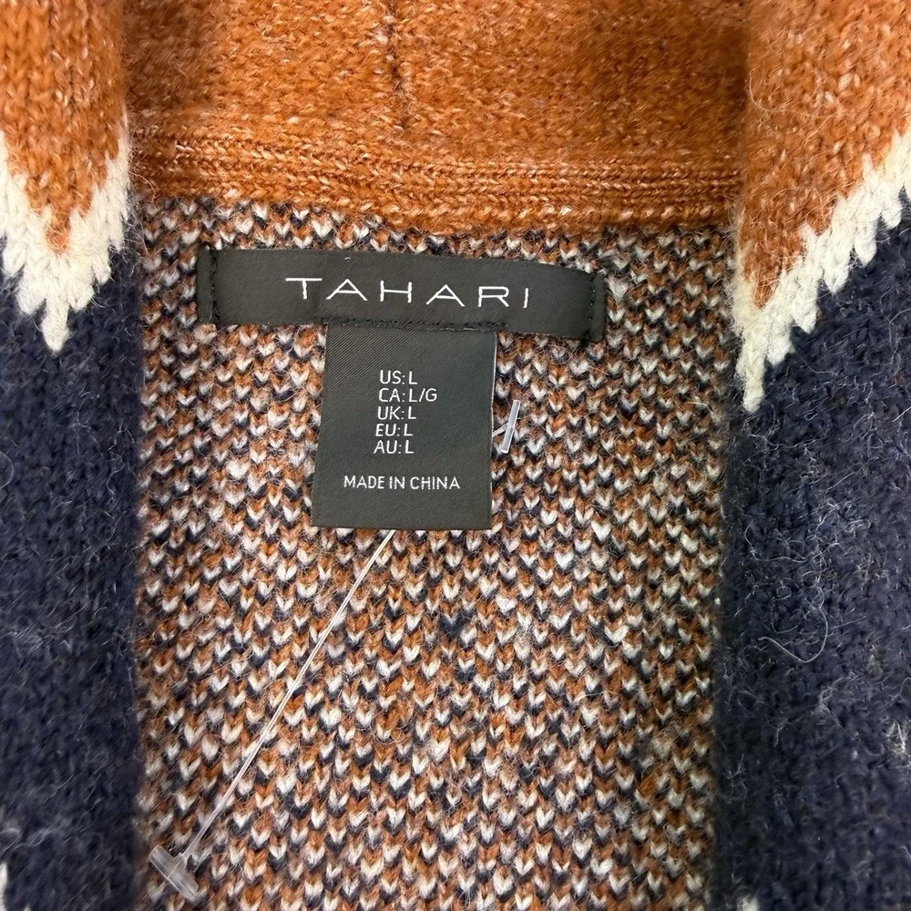 TAHARI Ladies‎ Large Southwest Aztec Western Chunky Open Front Cardigan EUC